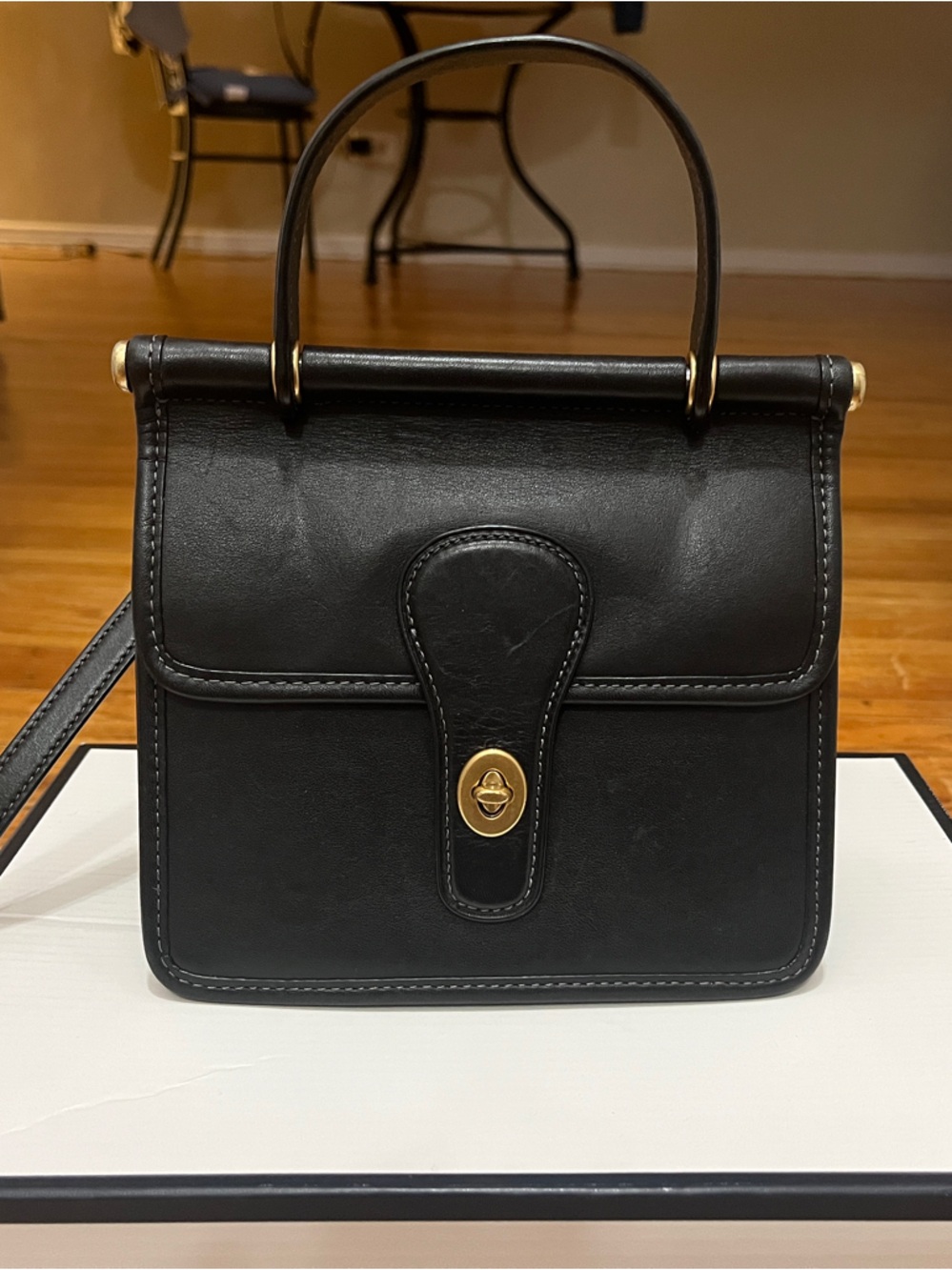 Coach Black Leather Satchel with Gold Hardware